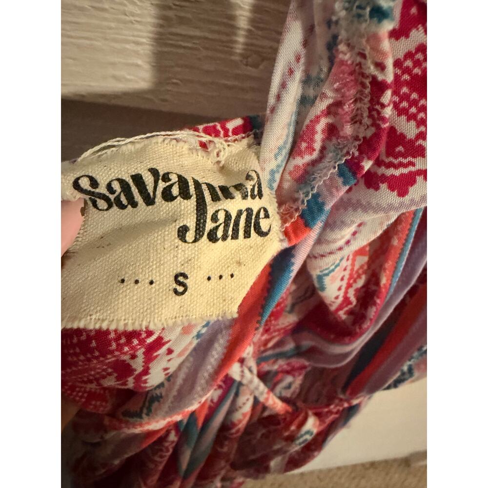 Savanna Jane Halter Jumpsuit Boho Print Tie Waist Tapered Leg Small - Picture 5 of 5